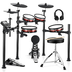 Donner DED 200 MAX Electronic Drum Set 5 Drum, 3 Cymbal with Headphone and Drum Throne